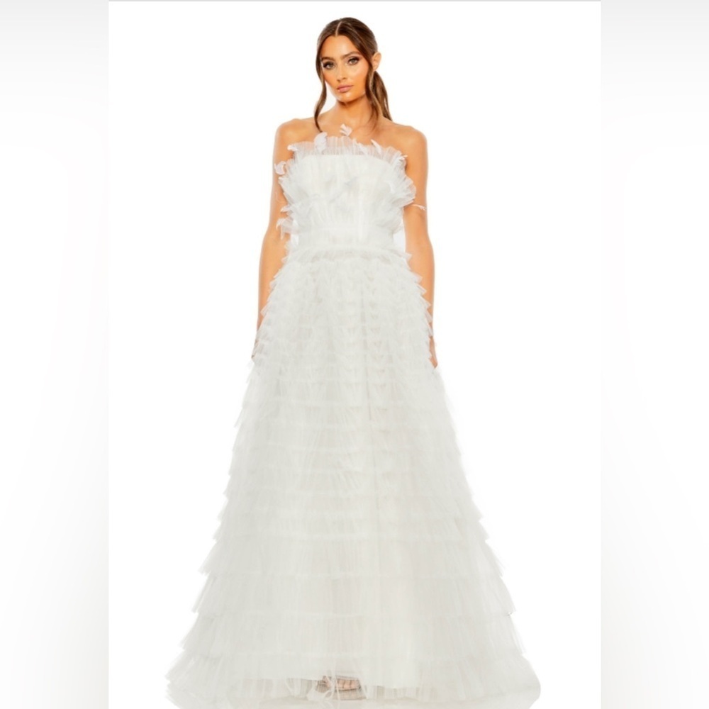 Mac Duggal 20530 Strapless Ruffle Dress NWT